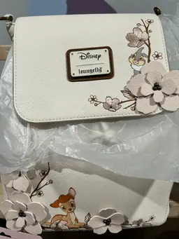 Disney Loungefly White Cherry Blossom Bambi Convertible Mini Backpack