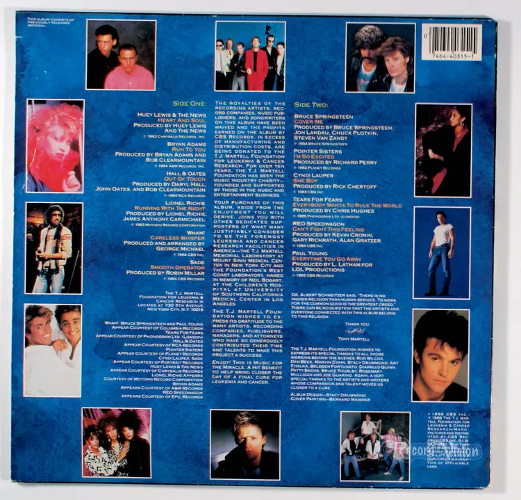 Music For The Miracle (1986) Vinyl LP • Cyndi Lauper, Sade, Wham, Springsteen