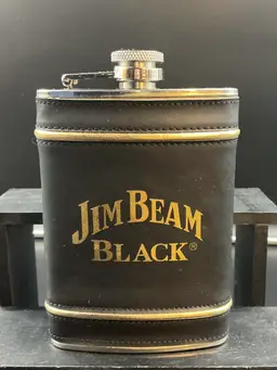 Jim Beam Black 8 oz flask leather wrap
