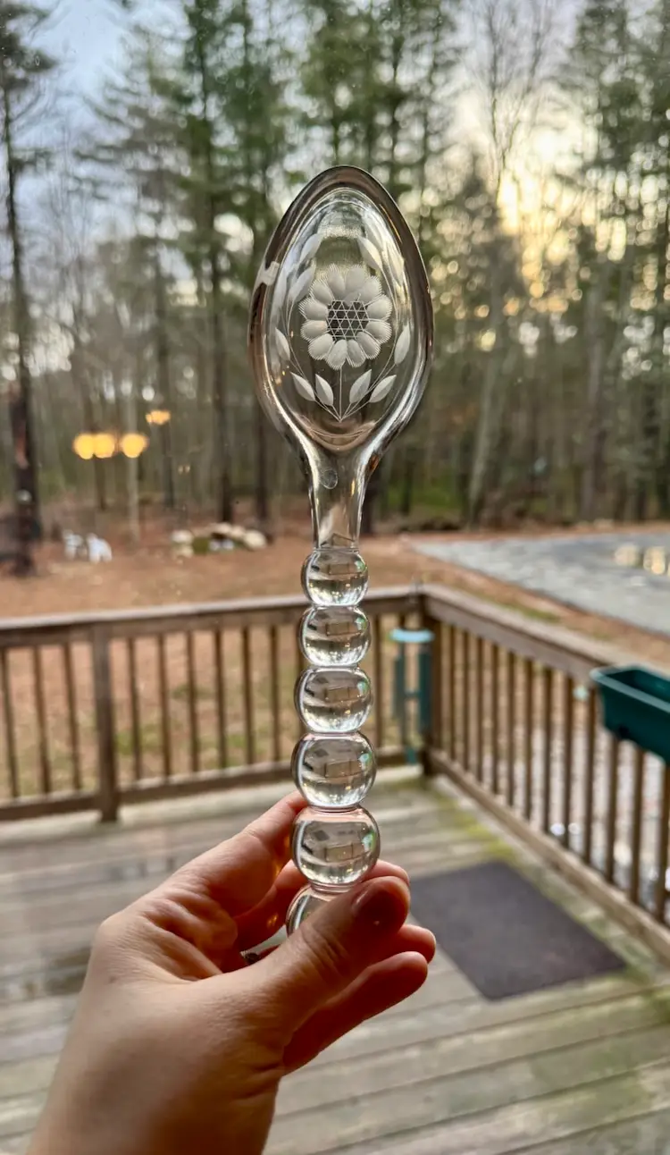 Etched Bubble Glass Salad Servers