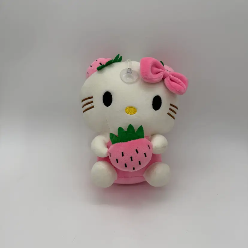 Hello Kitty 8” Plush Pink Strawberry Car Window Decor With Hanging Suction Cup