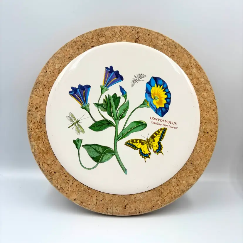 Cork-backed Portmeirion Botanic Garden Tile Round Trivet 7.5”