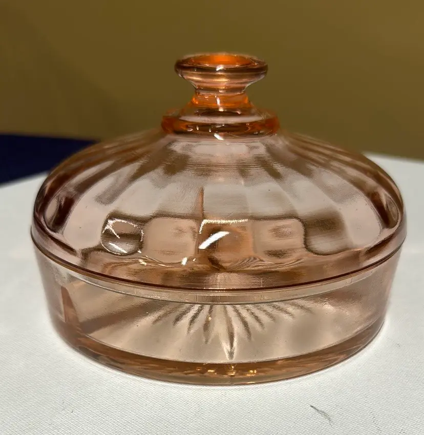 Pink Depression Glass Divided Dish 3 Compartment Relish Nut Candy Dish with Lid