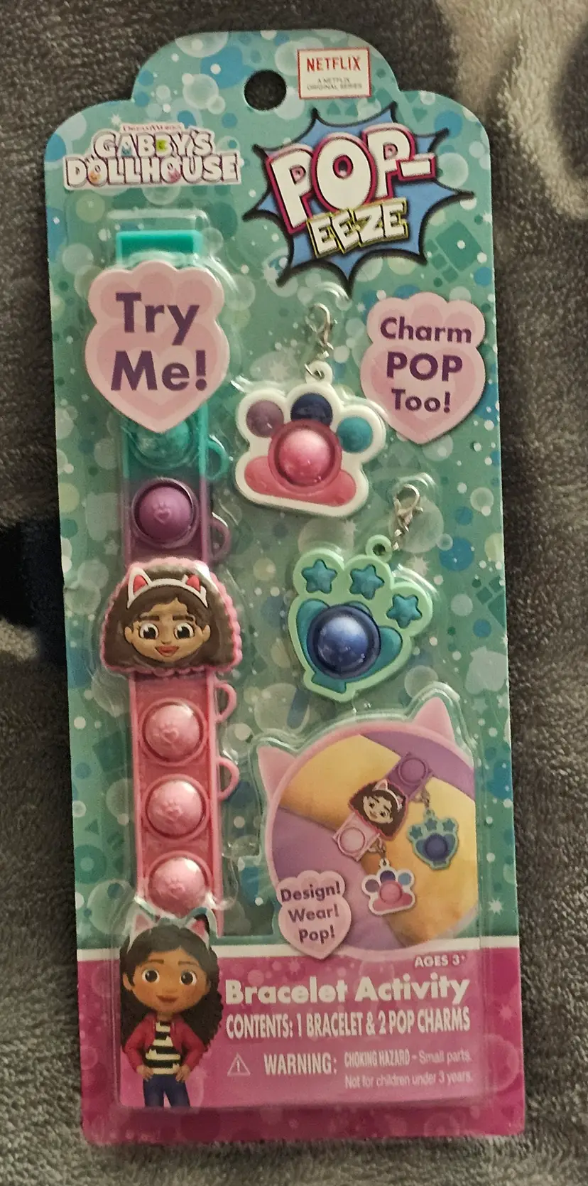 Gabby's Dollhouse Bracelet, Charms Jewelry Pop Eeze Activity Sensory Toy - NEW