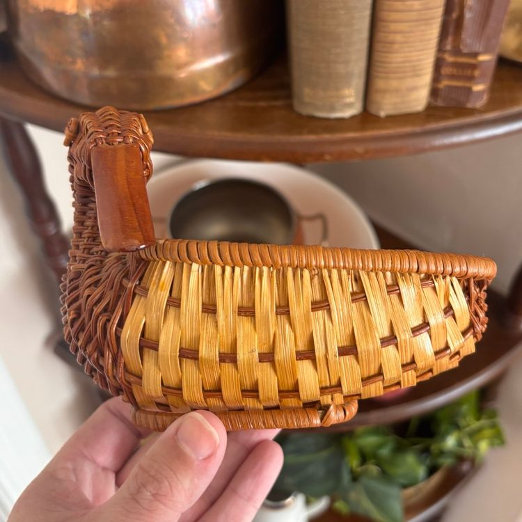 Vintage Small Wicker Duck Basket