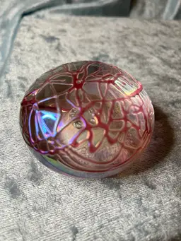 10. Anton Intaglio Iridescent With Spiderweb Design Paperweight
