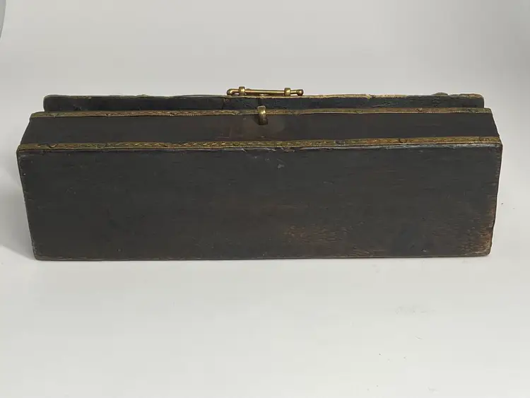 Vintage Decorative Wood Box w/ Brass Accents, 7" x 2"