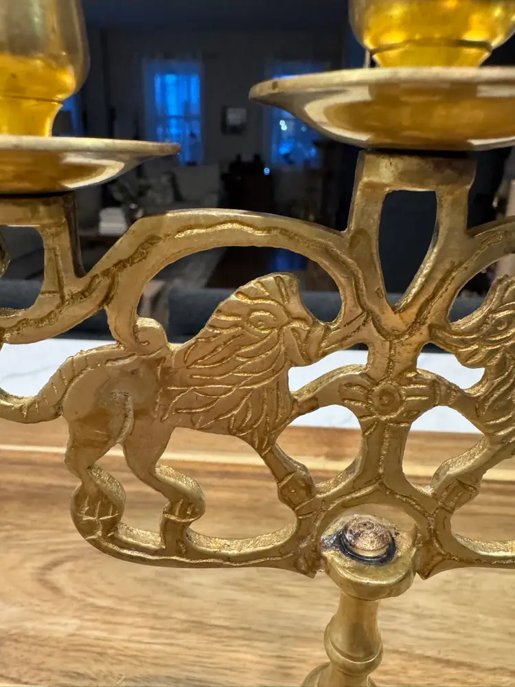 Antique Brass 3 Arm Candelabra