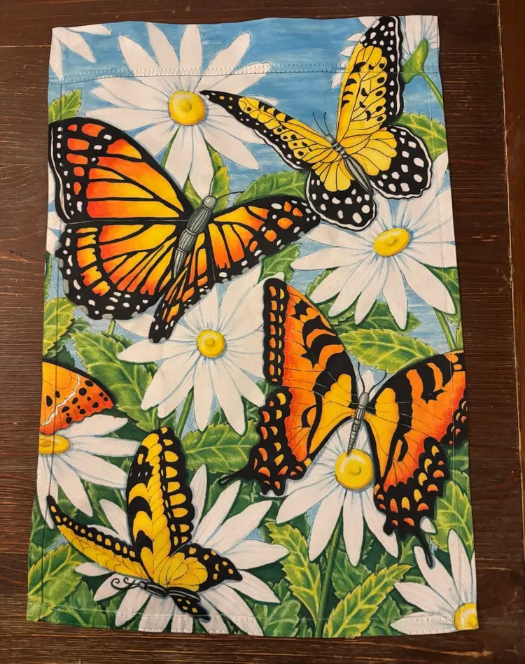 Monarchs & Daisies Double Sided Garden Flag 12”x 18”