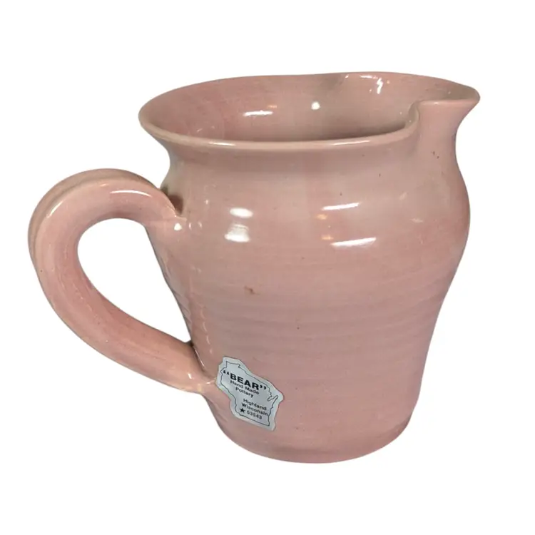Bear Hand Made Highland Pottery Pink Creamer Pitcher