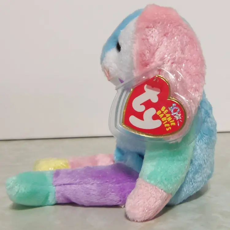 Ty Beanie Baby Dippy the Rabbit multi-colored blue chest