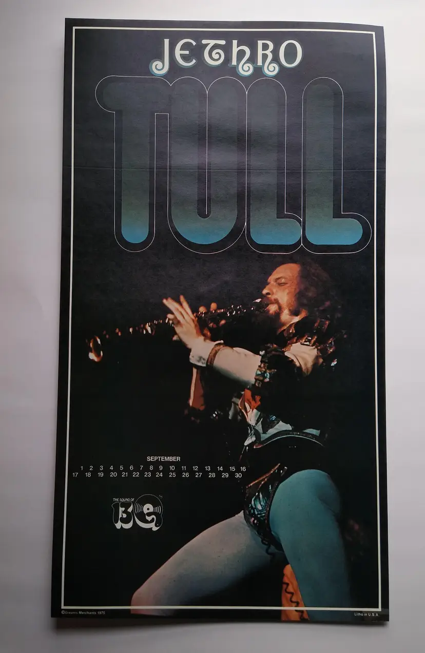 Jethro Tull Band Poster Original 1975 Prog Art Rock Music 22" Wall Art UNUSED