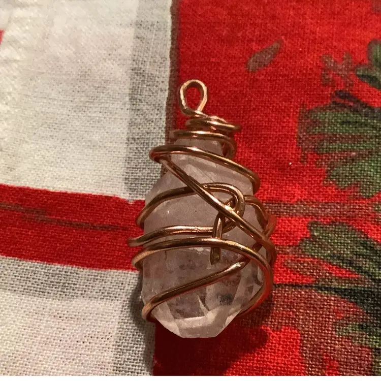 Quarts Stone Artisan Made Wrapped In Copper Wire 2”
