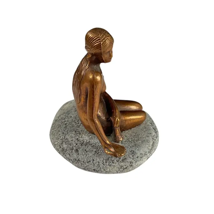 Vintage Denmark Kobenhaven Mermaid On Stone Base