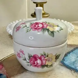 Vintage 2.75” tall floral trinket dish made in China