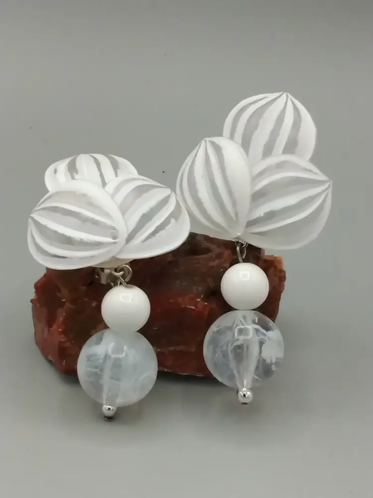 Les Bernard, Lucite Dangle Earings, Pools Of Light