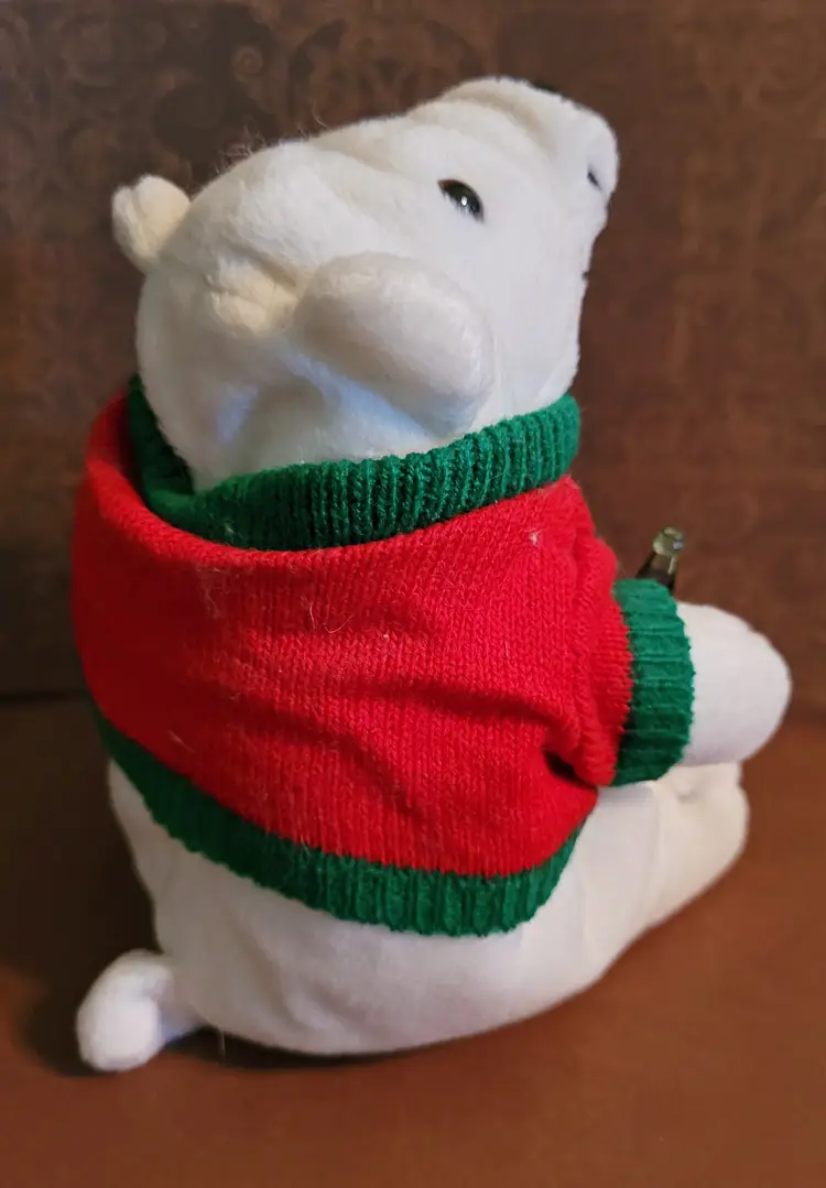 Vintage Coca-Cola Bean Bag Plush Polar Bear in Sweater c.1998
