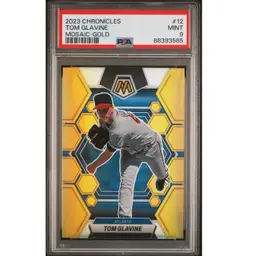 Tom Glavine 2023 Chronicles Gold Mosaic POP 1 PSA 9
