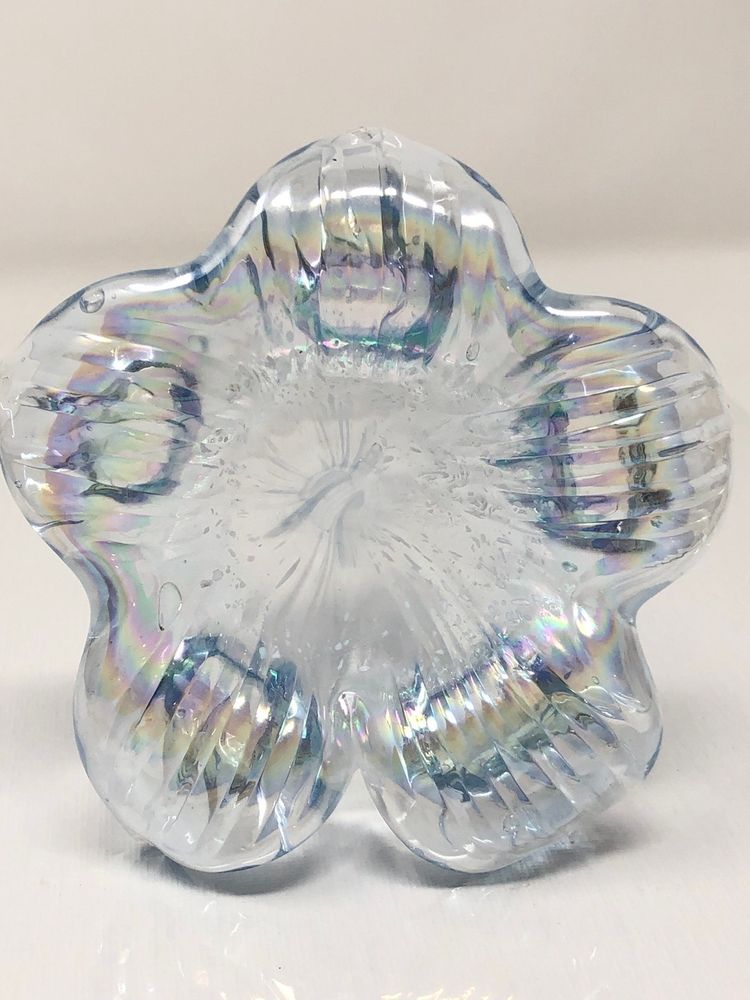 Pink and Blue Iridescent Glass Flower Vase