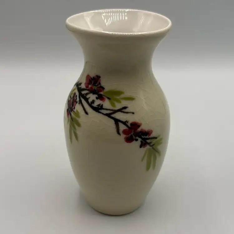 Asian Cherry Blossom Crazed Vase