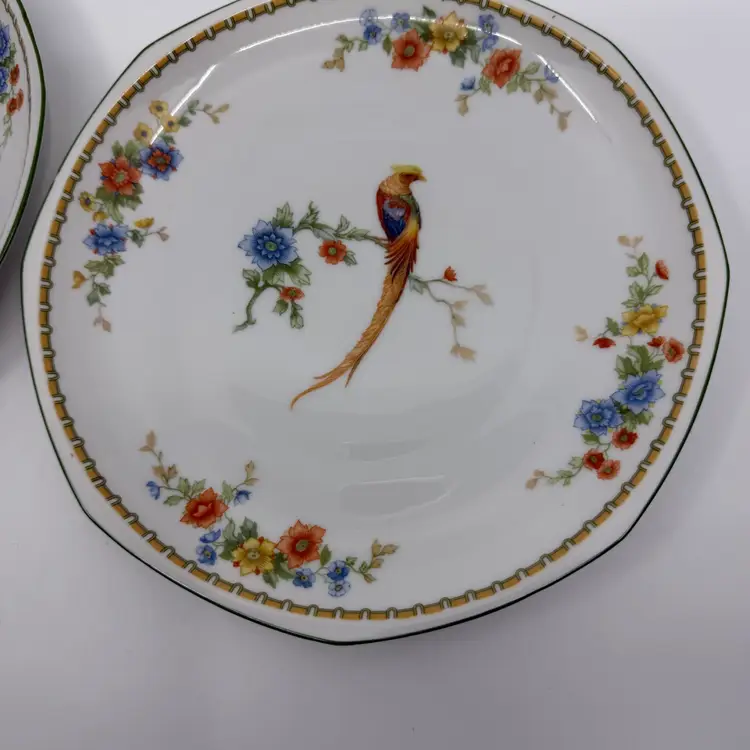 2 Vtg MZ Altrohlau CMR Czechoslovokia GOLDEN PHEASANT Octagon 8 1/2" Plate