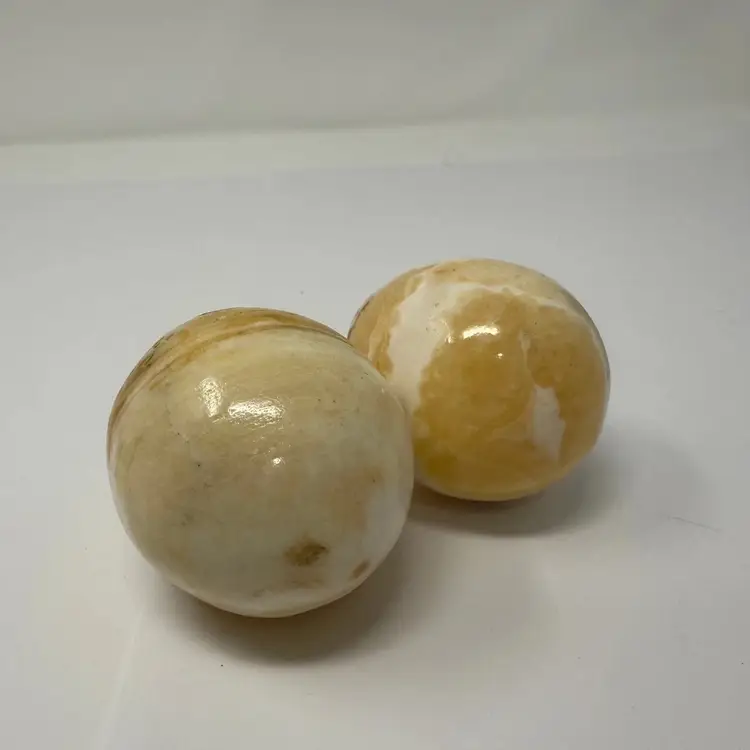 Pair of Decorative Alabaster Stone Eggs Display Decor 3" Marbled Home Accents