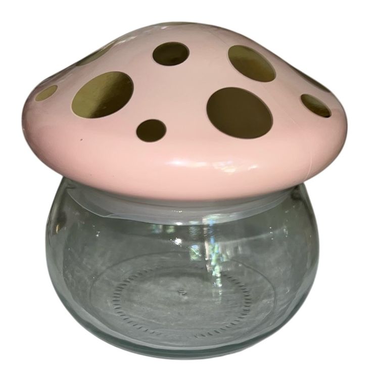 Target Mushroom Canister 5.5” Glass Pink Top