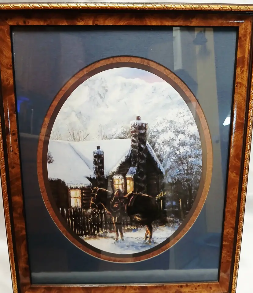 Framed Winter Cabin Art Print By Joe Sambataro