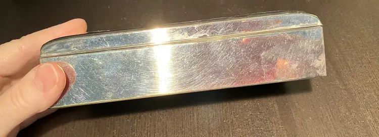 F B Rogers Silverplated Metal Trinket Storage Box Wood Divider