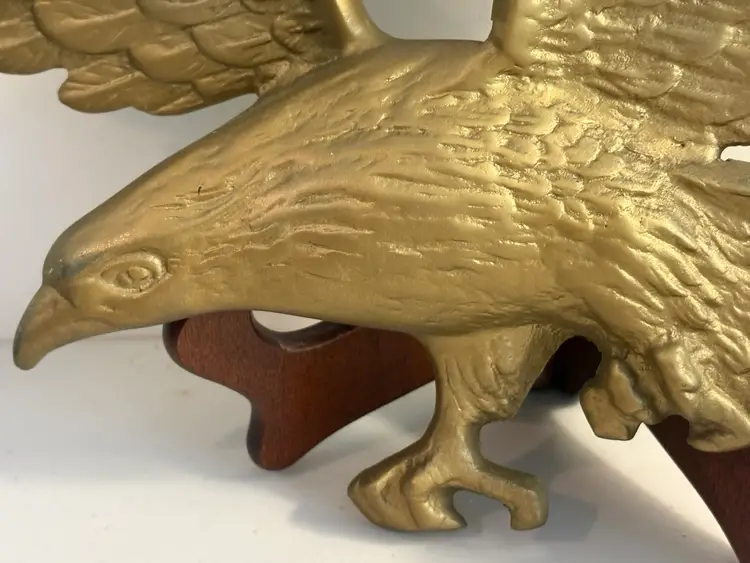 Vintage Mid Century Solid Brass Wall Mount Eagle 14” Long  14"x10.5"