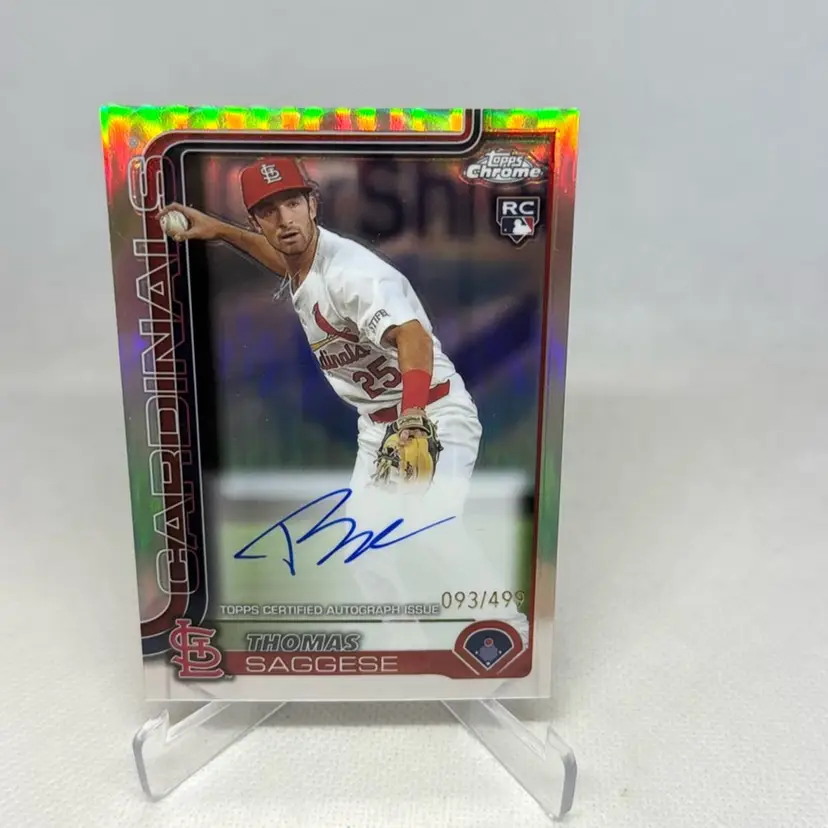2025 Topps Chrome Baseball Thomas Saggese Refractor Auto 93/499 RC Cardinals Rookie