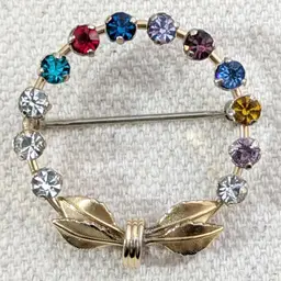 Rhinestone Petite Fruit Salad Wreath Krementz Brooch