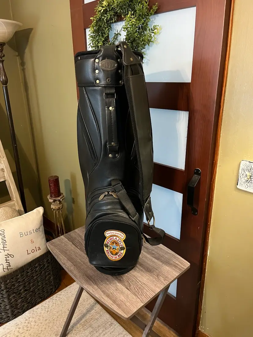 Rare Vtg New Castle Brown Ale PGA Tour Burton Golf Bag 6 Way Black