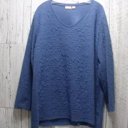 North Crest Womens Tunic Top Size 2X Blue 3/4 Sleeve Casual