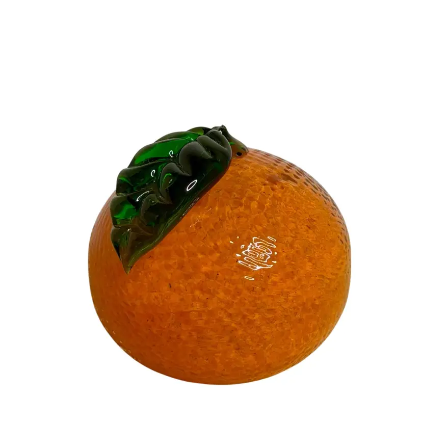 Orange Paperweight Orange Peel Texture Green Leaf
3 x 3