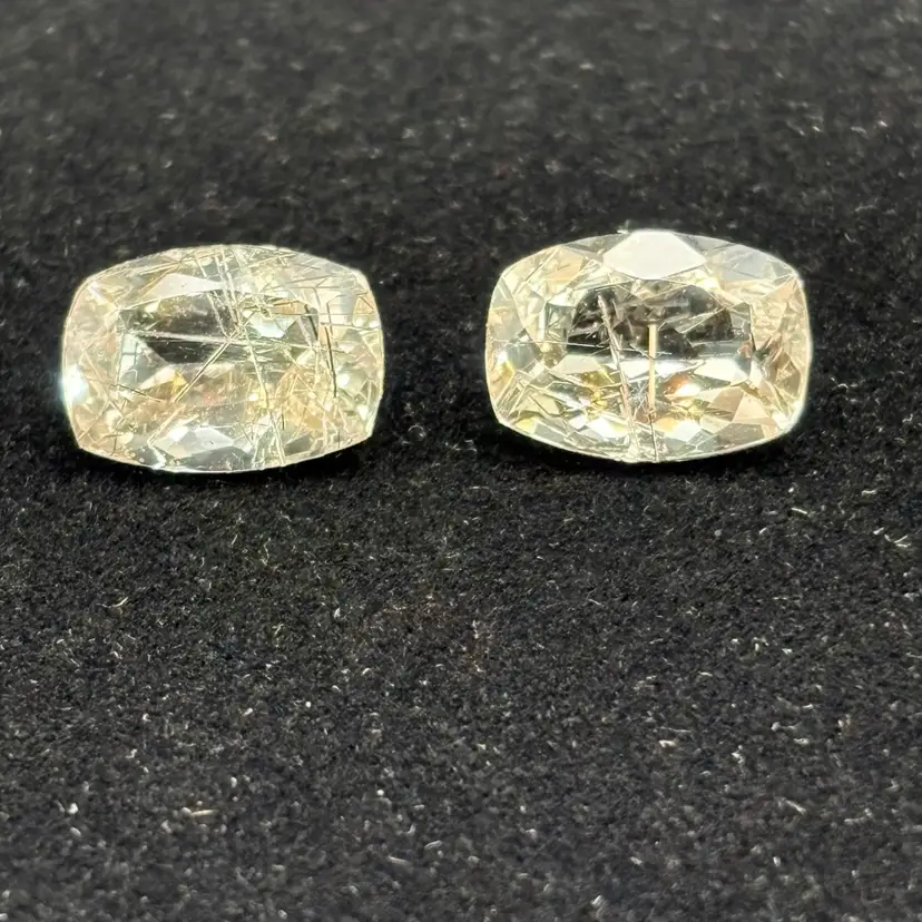 041 Tourmalinated Quartz - 2 Pcs 14mm X 10mm Cushion Cut 11.10 Tctw (5.55 ct Each)