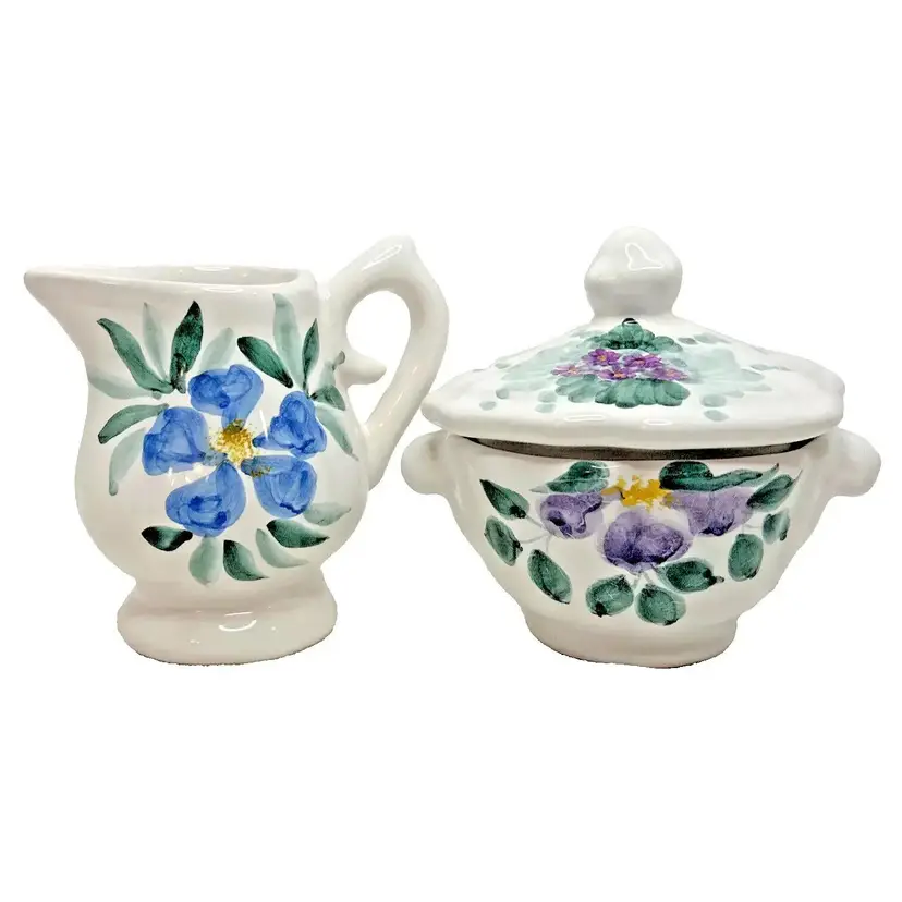 Fortebraccio Ceramiche Creamer & Sugar Bowl Set Handcrafted Italian Pottery