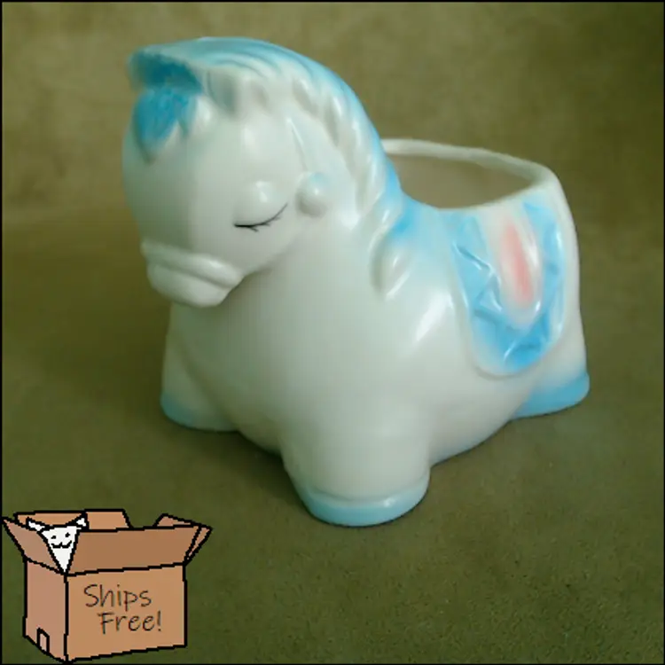 Vintage Fat Pony Planter | Kitschy Cute Chonky Pony Nursery Planter | Sweet Little Indoor Planter for Succulents or Air Plants | 1960s INARCO Made in Japan