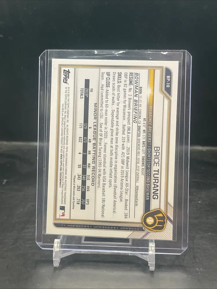 2021 Bowman Brice Turang Camo Parallel Milwaukee Brewers
