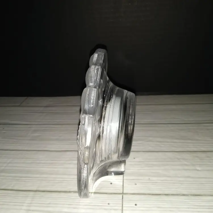 Vintage Hand Crafted Crystal Clear Studios Frosted Quartz Clock Mantel Table Top