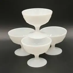 Set Of 4 Hazel Atlas Moderntone Platonite White Glass Sherbet Dish Vintage
