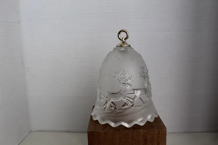 Vintage Mikasa Frosted Crystal Christmas Bell, Silent Night Pattern,Discontinued