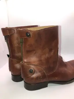 Frye Brown Leather Distressed Boots Size 7 Made In Mexico