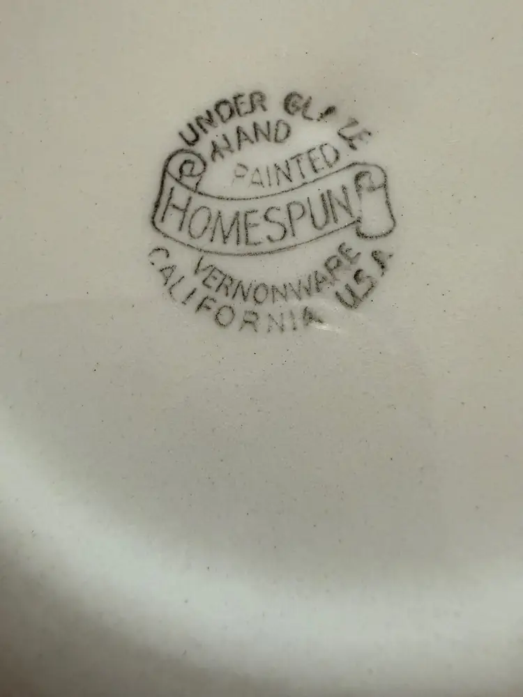 Vintage Vernon Kilns “Homespun” Hand-Painted 6 Inch Plate – California Pottery – Mid-Century Modern Brushstroke Design – Free Shipping