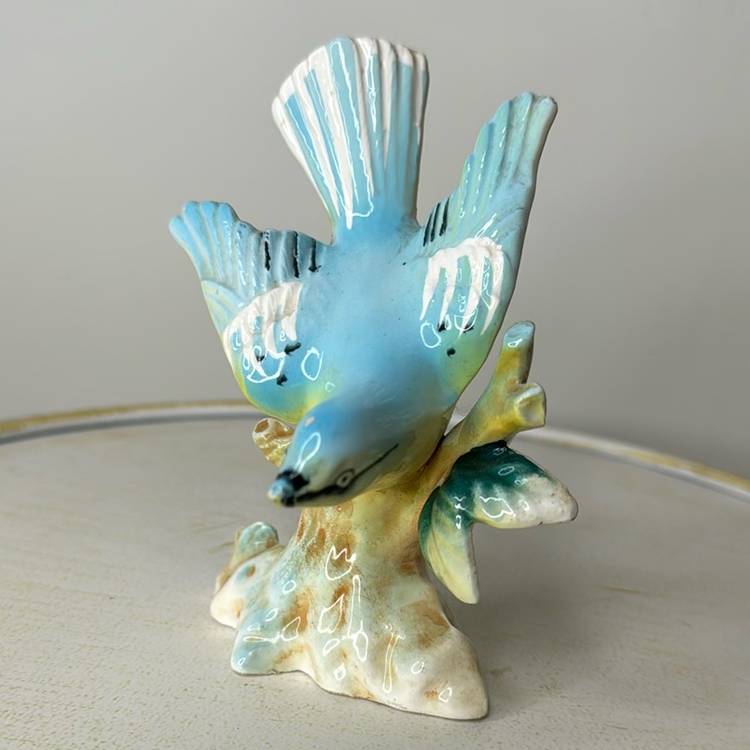 Blue Bird Japan Bird 5” Tall Small Paint Chip On Head