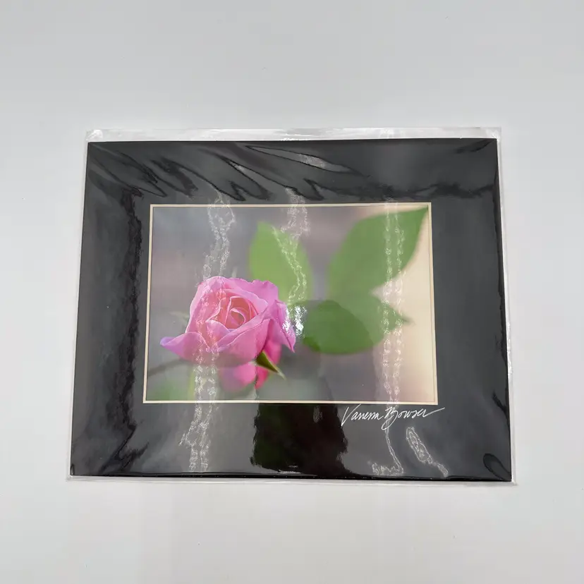 Pink Rose Bud Matted Photo Print