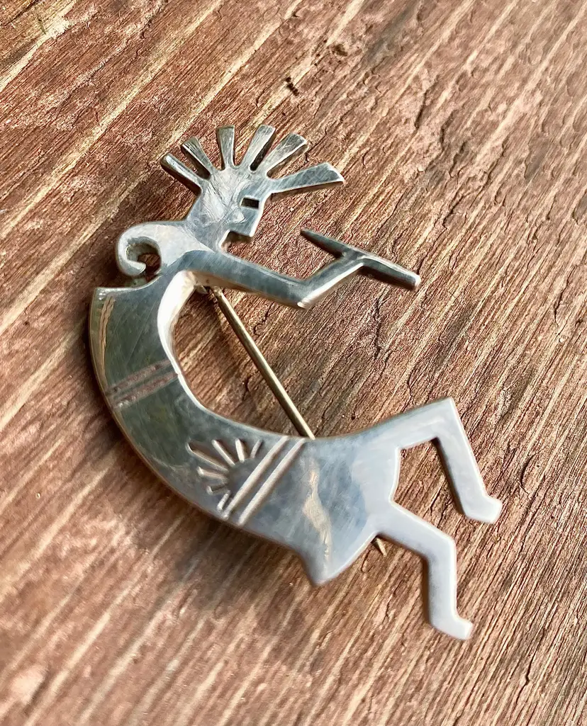 Brooch/Pin Navajo/Native American Sterling Silver 925 Kokopelli 1.5” Vintage