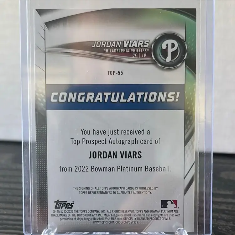 2022 Bowman Platinum Jordan Viars Auto - Philadelphia Phillies 