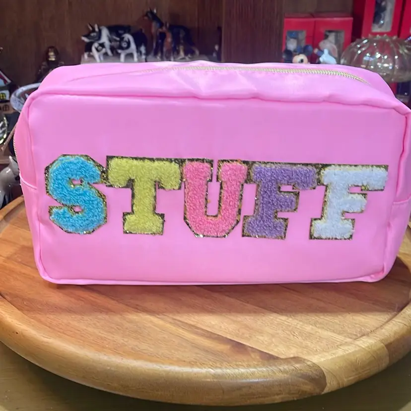 Pink 10.5” “Stuff” Zipper Bag