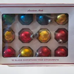 12 Multi Colored Glass Tree Ornaments